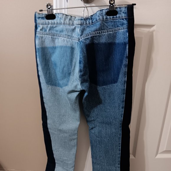Zara TRF IX'D Makers Patchwork Jeans Size 00 Mid Rise Straight Leg - Picture 3 of 6